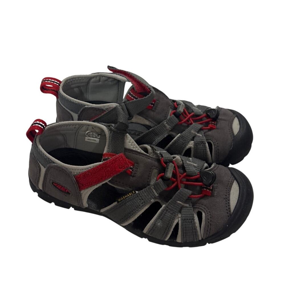 Keen Kids Youth 2 Gray Red Seacamp II Sandals Outdoors Hiking Vacation Trips